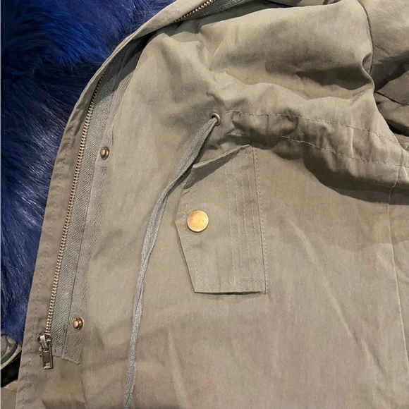 Lola and the Boys- Girls Utility Jacket with Blue Faux Fur removable lining - Picture 6 of 12